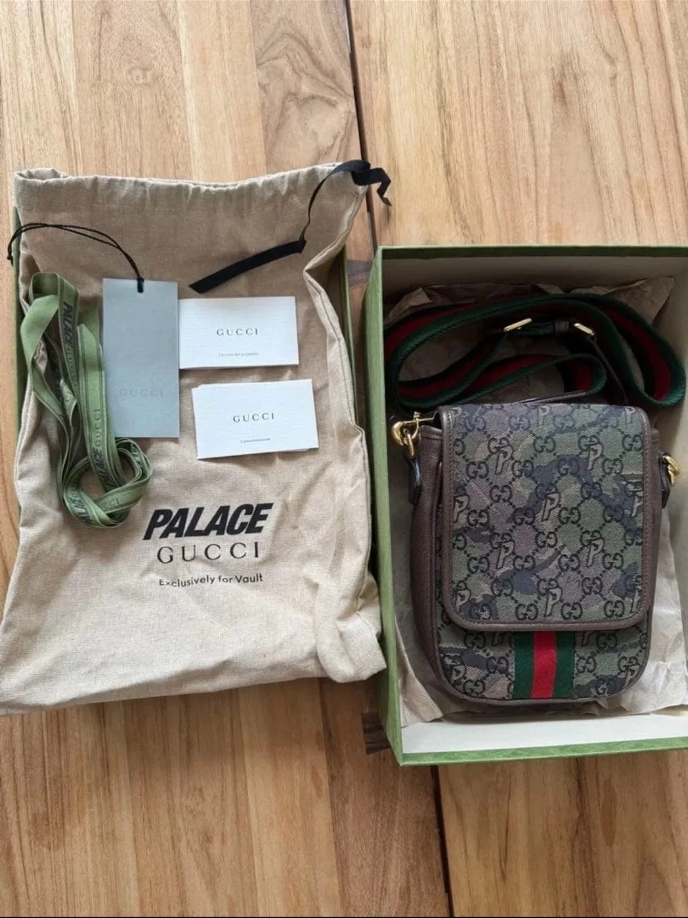 Gucci Green & Red Web Canvas Crossbody Bag